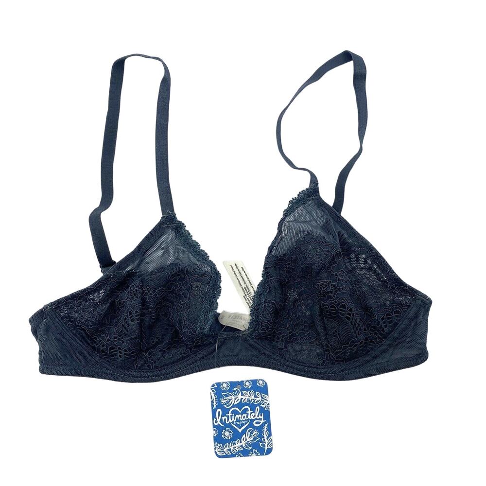 Free People Lace Triangle wired Bra in Navy blue storm Size 34A